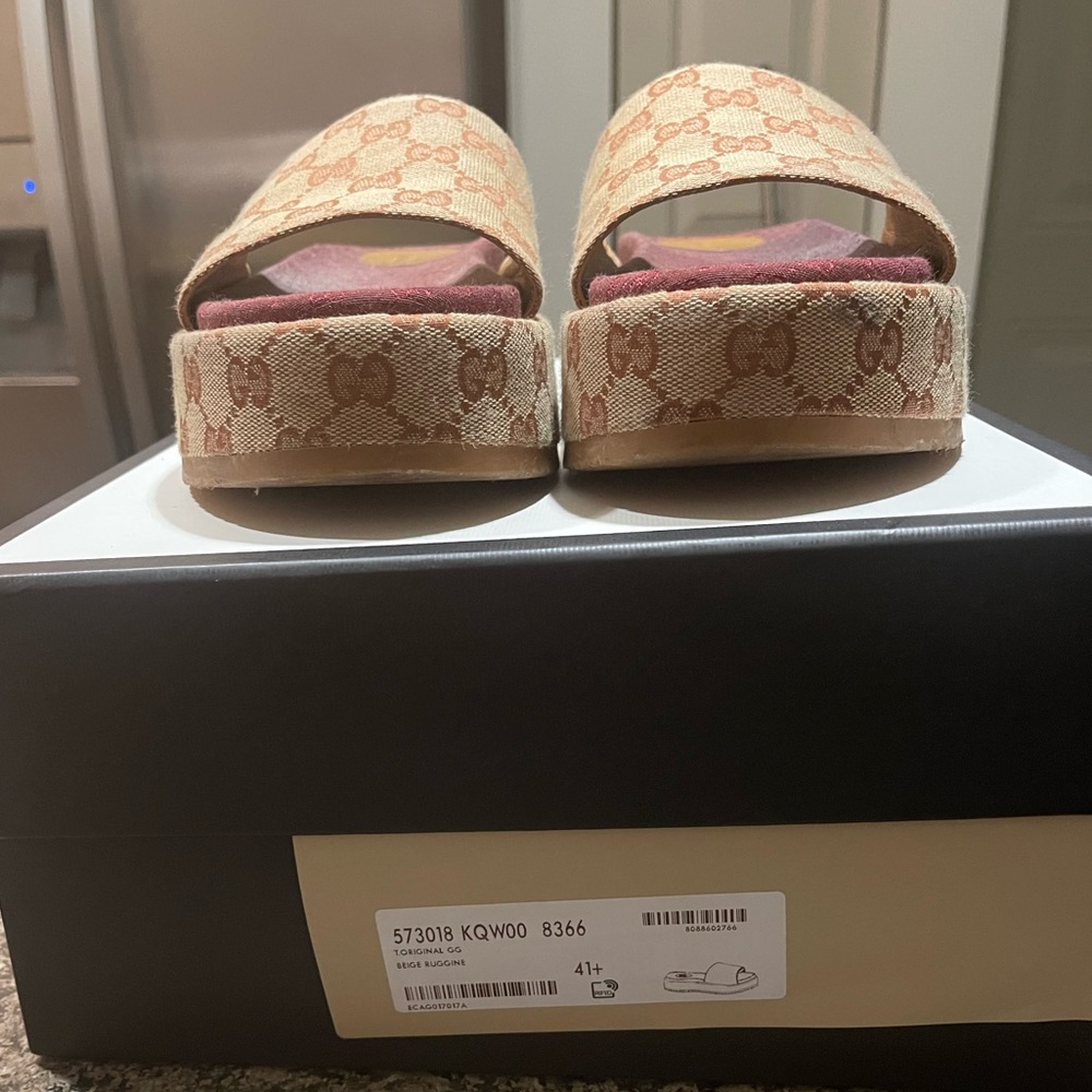 Gucci Angelina Platform GG Logo Sandals Beige Ruggine (Size 41.5)